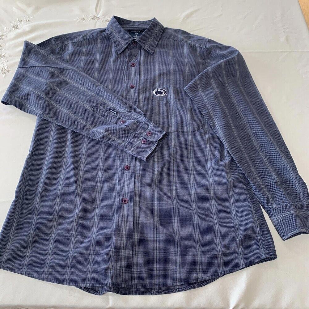Antigua Blue Plaid Long Sleeve Shirt
